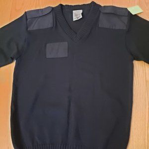 Xclnt Vintage Military Equipment Sweater V-Neck Large Black Patch Mehlin Acrylic